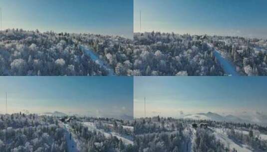 北大壶滑雪场空镜航拍高清在线视频素材下载