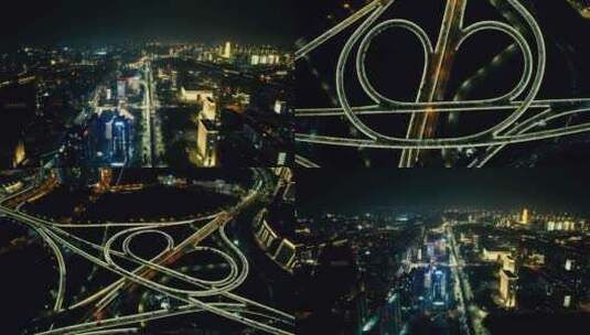 合集郑州夜景交通航拍高清在线视频素材下载