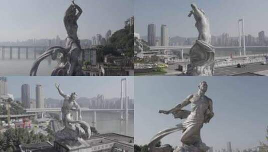 重庆春夏秋冬建筑雕塑高清在线视频素材下载