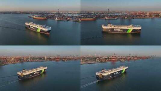 货轮驶进港口高清在线视频素材下载