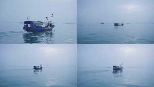 渔民开船出海捕鱼高清在线视频素材下载
