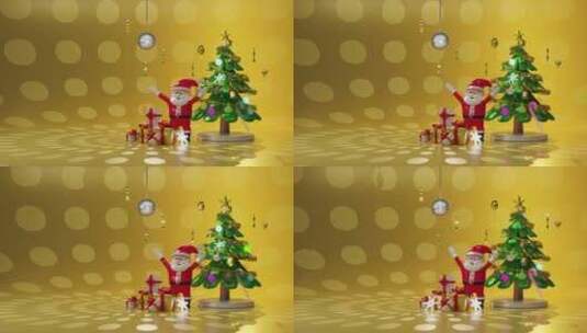 圣诞节圣诞树圣诞老人3d动画高清在线视频素材下载