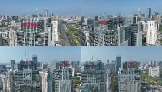 惠州市双子星国际商务大厦航拍商务写字楼高清在线视频素材下载