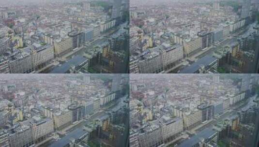 空中全景米兰繁忙的市中心与标志性建筑汽车高清在线视频素材下载