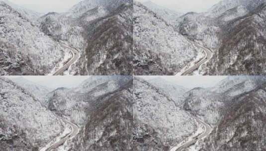 秦岭雪后云海航拍高清在线视频素材下载