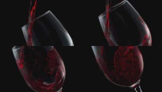 红酒倒入酒杯中升格特写镜头高清在线视频素材下载