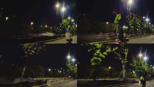 城市马路夜景汽车窗外的风景视频素材高清在线视频素材下载