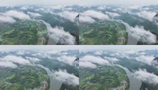 航拍桂林山水云雾高清在线视频素材下载