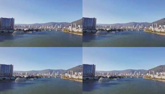 云南大理下关大理港口兴盛大桥清晨航拍实时高清在线视频素材下载