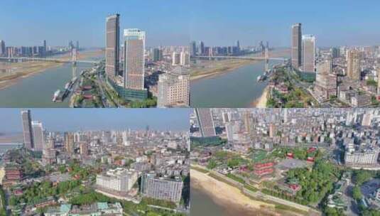 江西南昌滕王阁旅游区航拍东湖区城市风景风高清在线视频素材下载