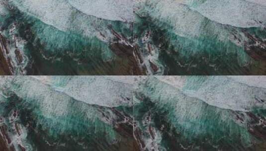 从空中俯瞰坎塔布里亚海岸，线性地质遗迹呈高清在线视频素材下载