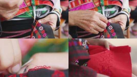 非物质文化遗产 手工缝制花腰傣服饰高清在线视频素材下载