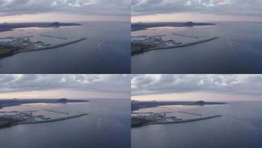 日落时分进入济州岛港口的船只高清在线视频素材下载
