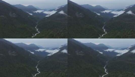 西藏林芝莲花圣地墨脱热带雨林云雾高空航拍高清在线视频素材下载