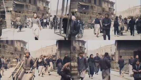 1910年清末北京街头老百姓日常的生活场景高清在线视频素材下载