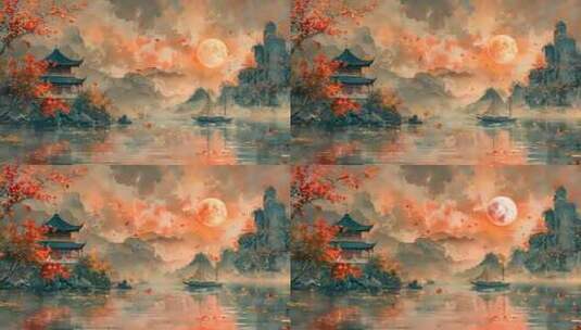 中国风山水画水墨背景视频素材高清在线视频素材下载