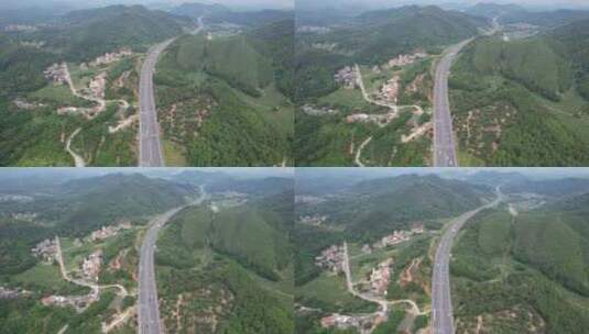 山地间高速公路航拍高清在线视频素材下载