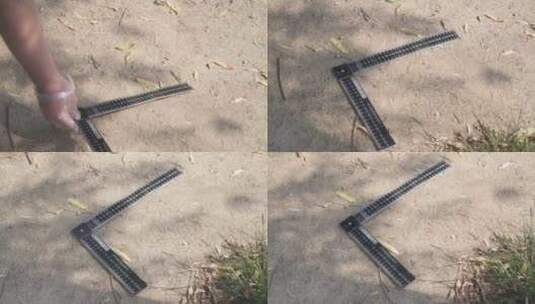 公安刑侦办案野外采集犯罪分子脚印高清在线视频素材下载