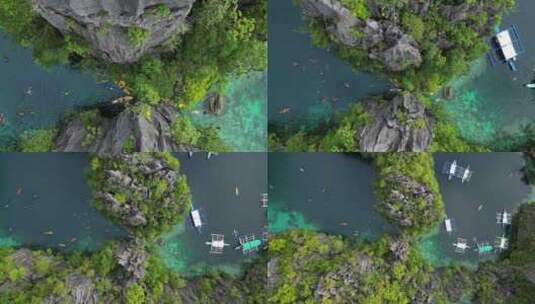 热带岛屿俯瞰-皮划艇翻船高清在线视频素材下载
