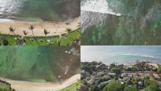 航拍大海海浪海岛海边沙滩海滩夏威夷毛伊岛高清在线视频素材下载