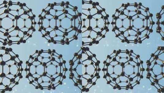 富勒烯球体碳分子的循环动画。C60，石墨高清在线视频素材下载