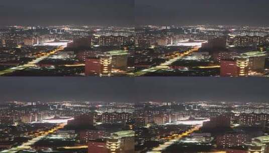 竖屏航拍福建莆田城市大景夜景灯光高清在线视频素材下载