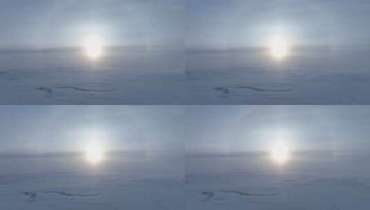 航拍冷空气笼罩的雪原高清在线视频素材下载