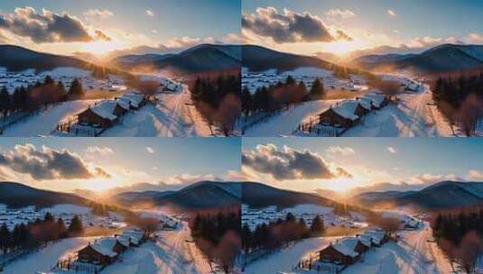 「有版权」航拍中国雪乡4K高清在线视频素材下载