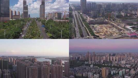 海口航拍高楼大厦高清在线视频素材下载