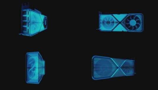 高科技光线追踪显卡蓝色全息图4K高清在线视频素材下载