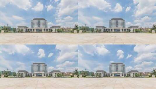瓜沥镇政府大楼正面延时摄影高清在线视频素材下载