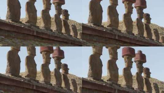 复活节岛的雕像高清在线视频素材下载