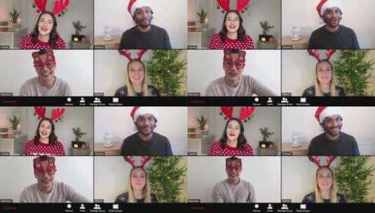 朋友在圣诞节视频通话高清在线视频素材下载