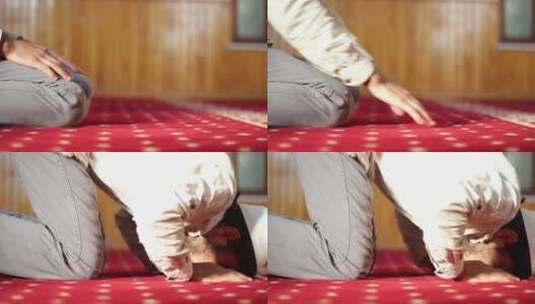 跪在清真寺祈祷的人高清在线视频素材下载