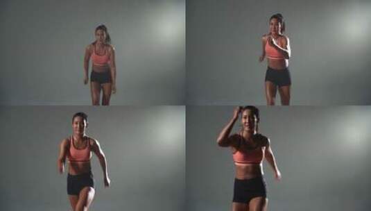 跑步的女田径运动员高清在线视频素材下载