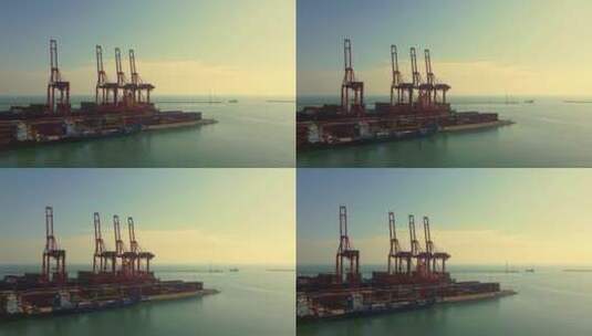 港口集装箱起重机航拍高清在线视频素材下载