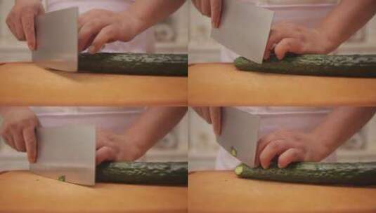 厨师刀工切黄瓜丝高清在线视频素材下载