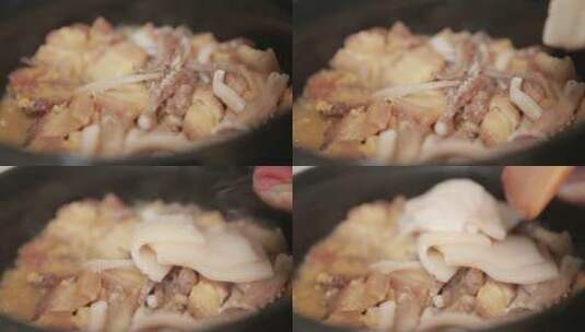 红烧肉鱿鱼炖肉高清在线视频素材下载