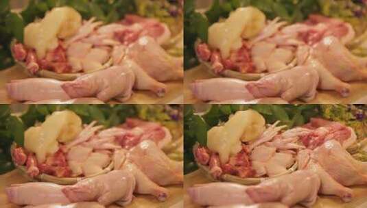 各种肉类猪肉鸡肉炖肉食材高清在线视频素材下载