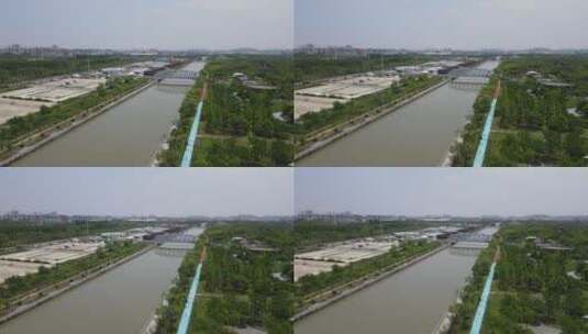 上海疫情闵行区方舱医院建设隔离点4K航拍高清在线视频素材下载