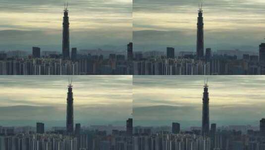 清晨的绿地468摩天大楼成都第一高楼高清在线视频素材下载