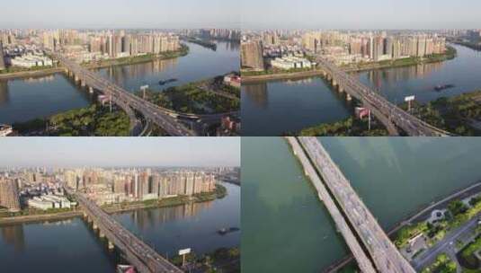航拍衡阳湘江公铁大桥1080p合成视频高清在线视频素材下载