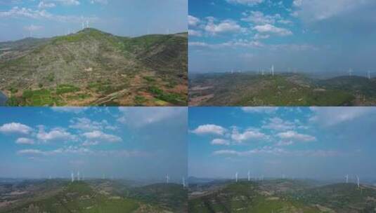 山 蓝天 白云 风力发电机1高清在线视频素材下载