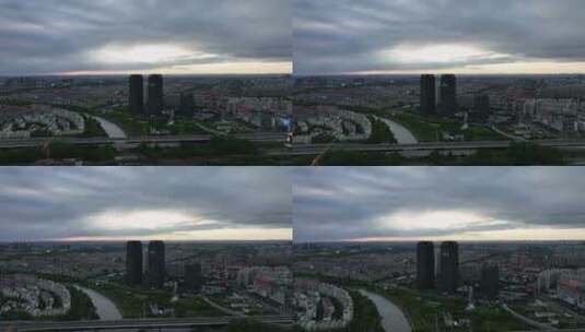 上海中庚环球创意中心航拍4K高清在线视频素材下载