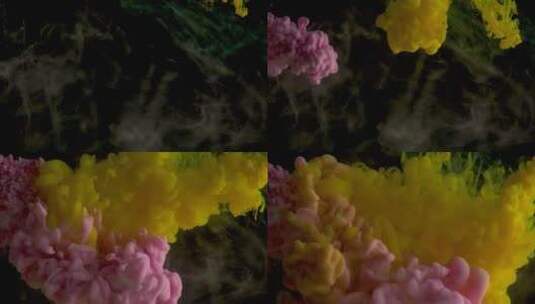 水下的粉色和黄色墨水高清在线视频素材下载