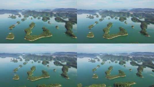 杭州淳安千岛湖黄山尖天下为公景区航拍高清在线视频素材下载