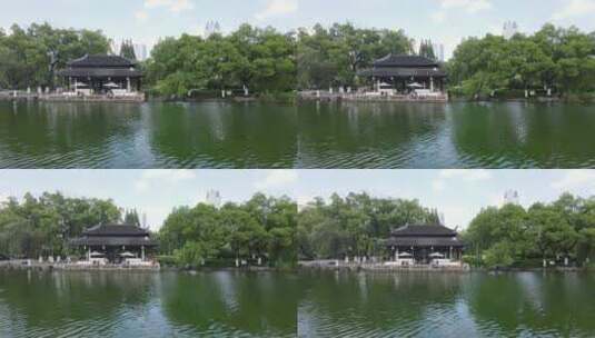 宁波海曙区月湖公园4K航拍原素材高清在线视频素材下载