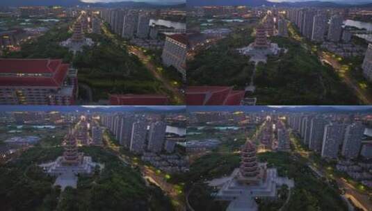 航拍厦门集美夜景高清在线视频素材下载