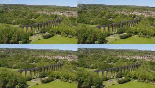 英国威尔士庞特基斯尔特高架水道远景高清在线视频素材下载
