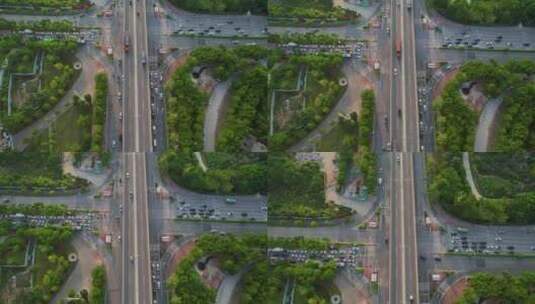 航拍城市路口交通景观高清在线视频素材下载